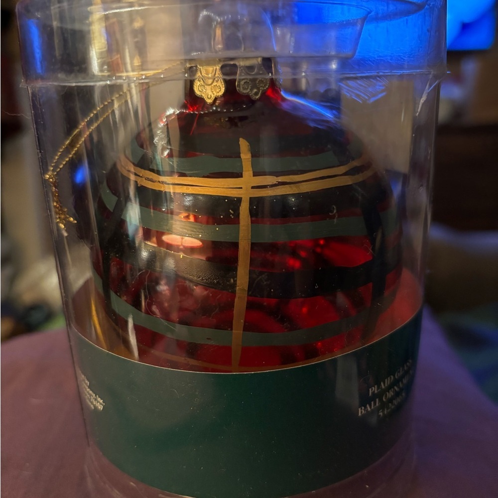 Rare Bombay Unopened Plaid/Tartan Ornament